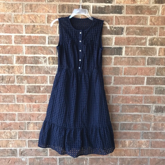J. Crew Dresses & Skirts - J. Crew Navy All Over Eyelet sleeveless dress